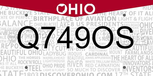Q749OS Ohio License Plate
