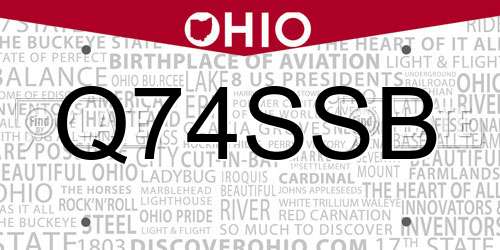 Q74SSB Ohio License Plate