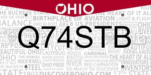 Q74STB Ohio License Plate