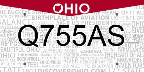 Q755AS Ohio License Plate