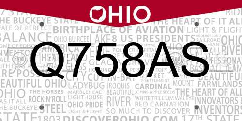 Q758AS Ohio License Plate