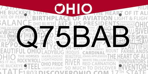 Q75BAB Ohio License Plate