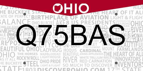 Q75BAS Ohio License Plate
