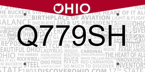 Q779SH Ohio License Plate