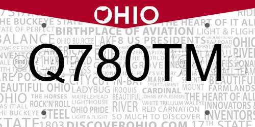 Q780TM Ohio License Plate