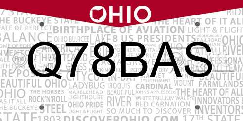 Q78BAS Ohio License Plate