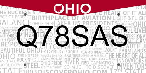 Q78SAS Ohio License Plate