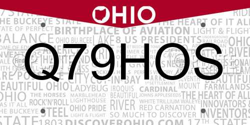 Q79HOS Ohio License Plate
