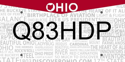 Q83HDP Ohio License Plate