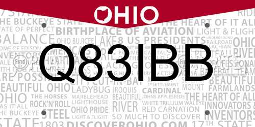 Q83IBB Ohio License Plate