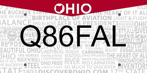 Q86FAL Ohio License Plate