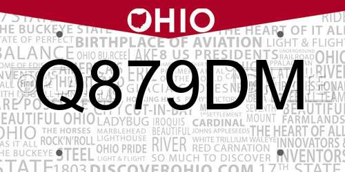Q879DM Ohio License Plate