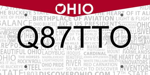 Q87TTO Ohio License Plate
