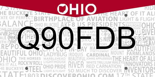 Q90FDB Ohio License Plate
