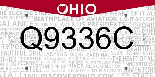 Q9336C Ohio License Plate