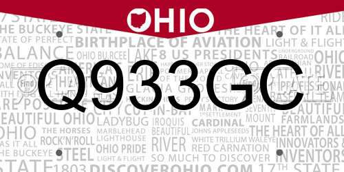 Q933GC Ohio License Plate