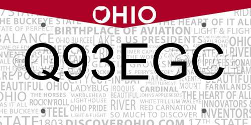 Q93EGC Ohio License Plate