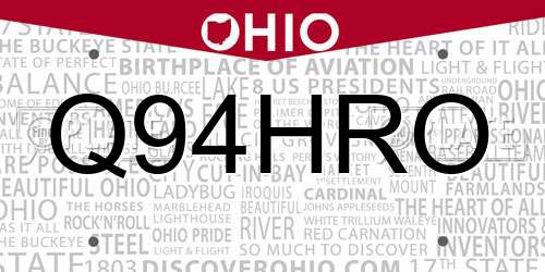 Q94HRO Ohio License Plate