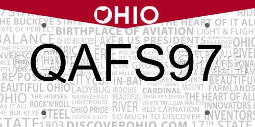 QAFS97 Ohio License Plate
