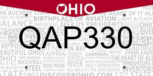 QAP330 Ohio License Plate