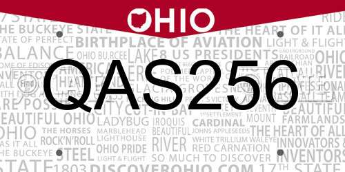 QAS256 Ohio License Plate