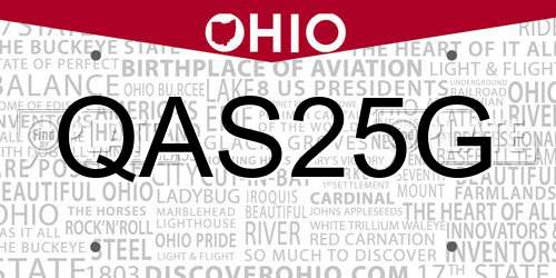 QAS25G Ohio License Plate