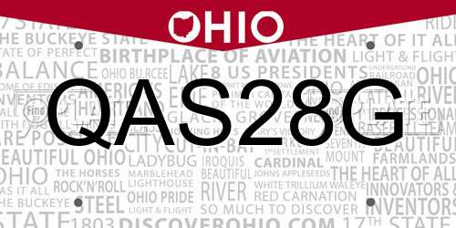 QAS28G Ohio License Plate