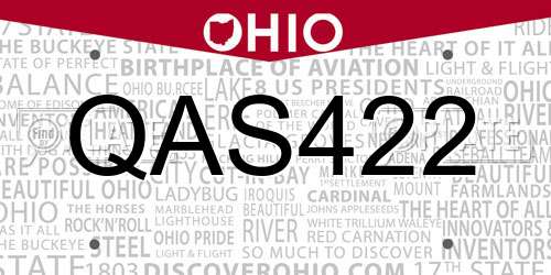 QAS422 Ohio License Plate