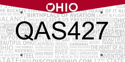 QAS427 Ohio License Plate