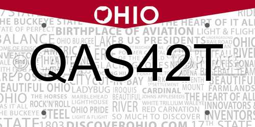 QAS42T Ohio License Plate