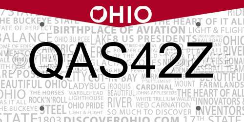 QAS42Z Ohio License Plate