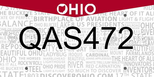 QAS472 Ohio License Plate