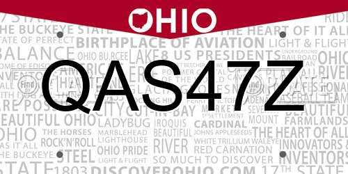 QAS47Z Ohio License Plate