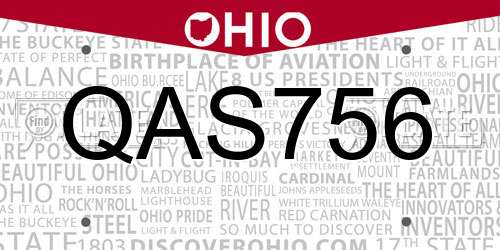 QAS756 Ohio License Plate
