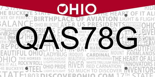 QAS78G Ohio License Plate