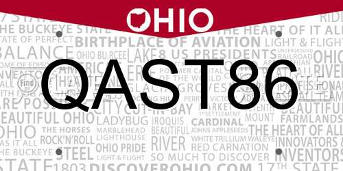 QAST86 Ohio License Plate