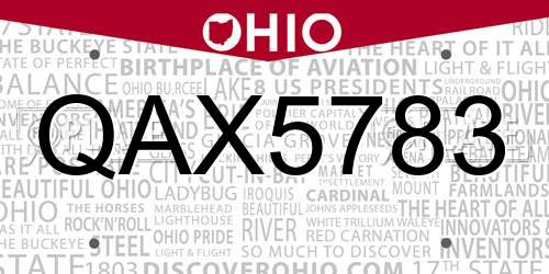 QAX5783 Ohio License Plate