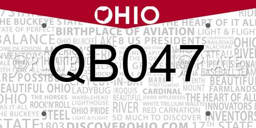 QB047 Ohio License Plate