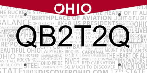 QB2T2Q Ohio License Plate
