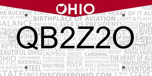 QB2Z2O Ohio License Plate