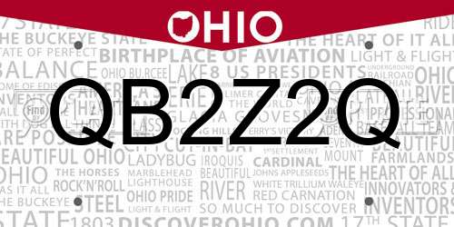 QB2Z2Q Ohio License Plate