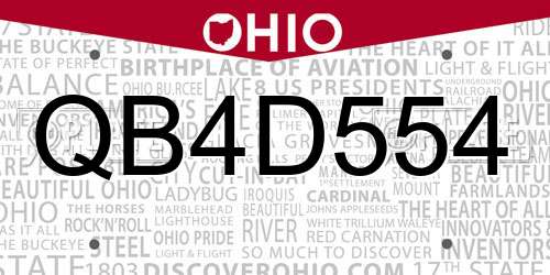 QB4D554 Ohio License Plate