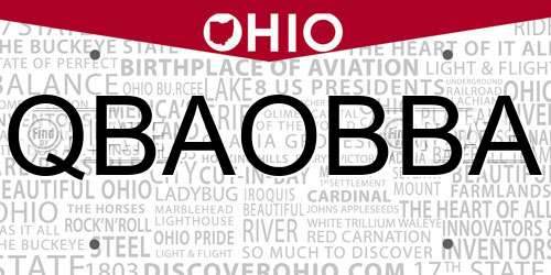 QBAOBBA Ohio License Plate