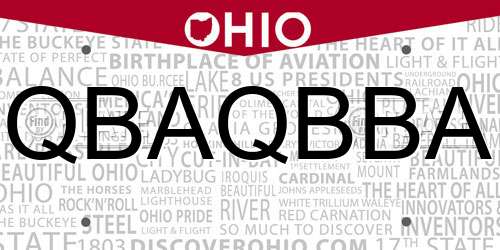 QBAQBBA Ohio License Plate