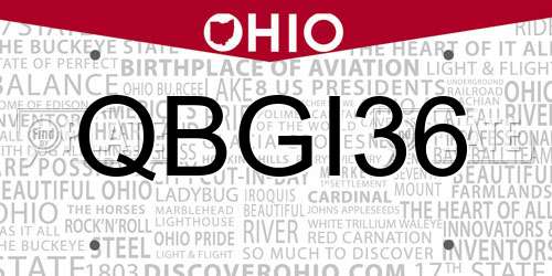 QBGI36 Ohio License Plate