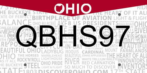QBHS97 Ohio License Plate