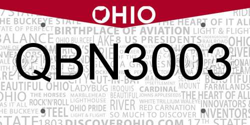 QBN3003 Ohio License Plate