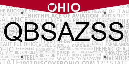 QBSAZSS Ohio License Plate
