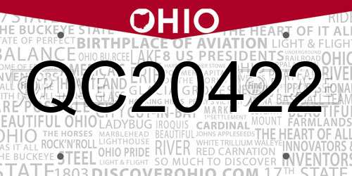 QC20422 Ohio License Plate