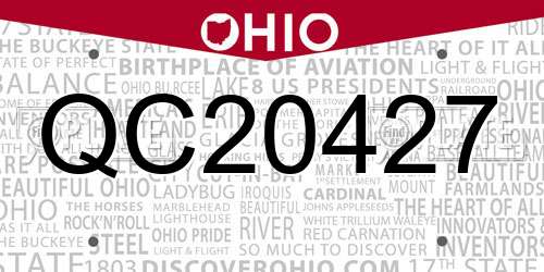 QC20427 Ohio License Plate